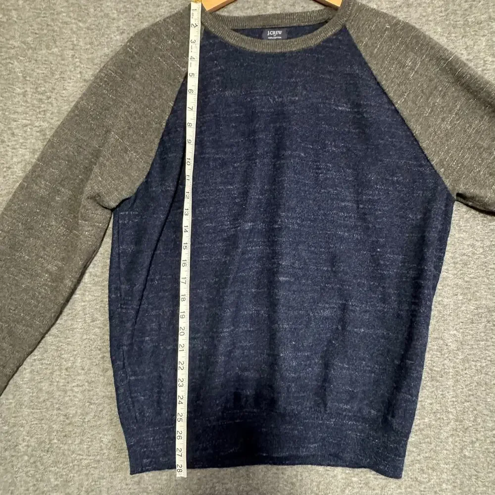 J.CREW Men’s Large Cotton Raglan Sweater Baseball‎ Crewneck Preppy Casual